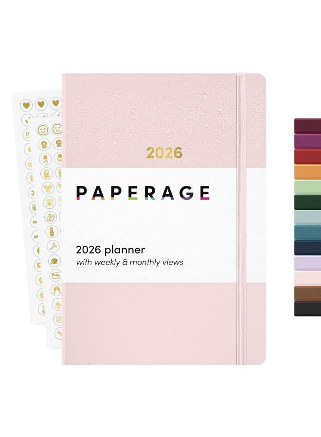 PAPERAGE 2026 Weekly & Monthly Planner, 12 Months (January 2026 - December 2026), 5.6 in x 8 in, Hardcover 2026 Planner with Weekly & Monthly Spreads, Note Pages, Stickers & Back Pocket – Blush - Image 1