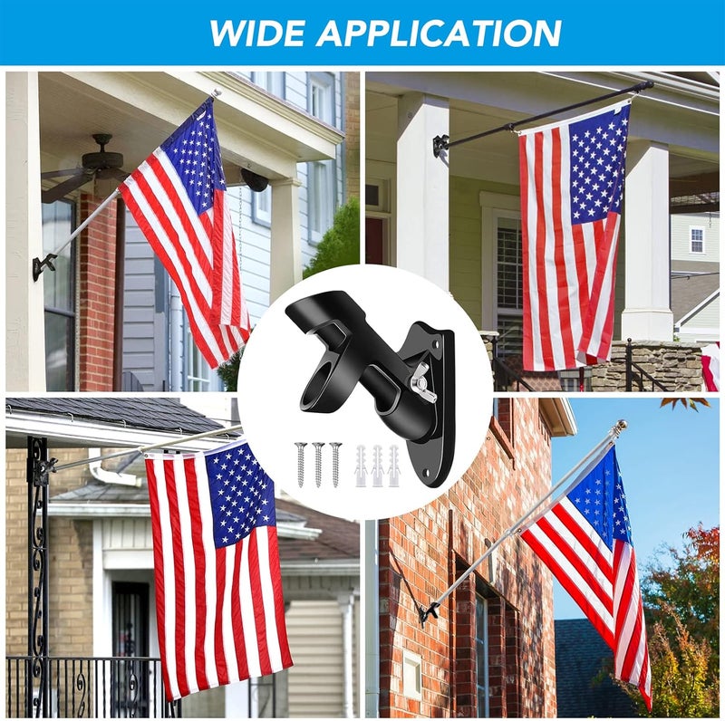 Hoople Flag Pole Holder, Heavy Duty 2PC Aluminium Alloy, Rust Free Coated, 1" Diameter, Wall Mount, Dual Position Design, Weather Resistant, 5 x 4 x 3 (Inch), Black - Image 4
