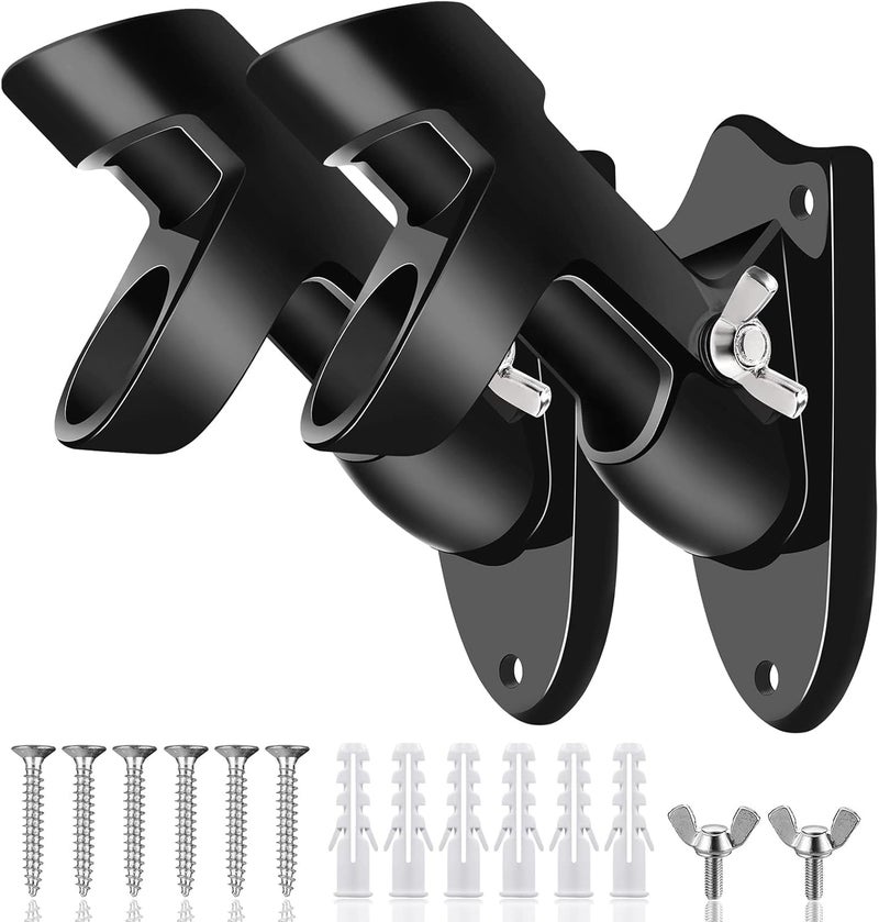 Hoople Flag Pole Holder, Heavy Duty 2PC Aluminium Alloy, Rust Free Coated, 1" Diameter, Wall Mount, Dual Position Design, Weather Resistant, 5 x 4 x 3 (Inch), Black - Image 1