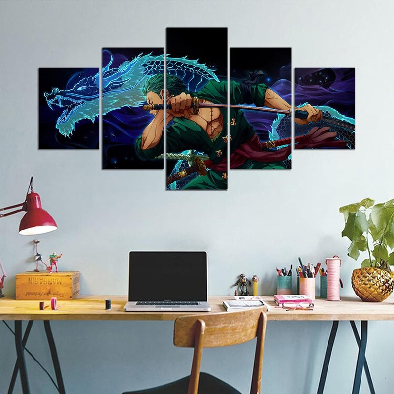 KAIWALK Anime Poster Roronoa Zoro Poster Print on Canvas Painting Wall Art for Living Room Decor Boy Gift (With Frame, Q-Zoro 2) - Image 2