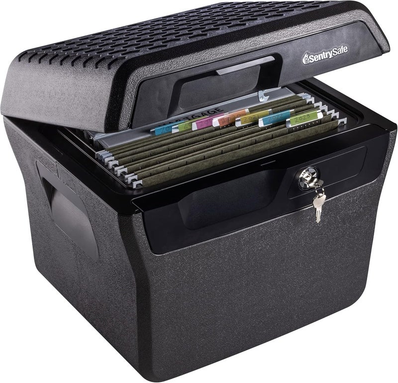 SentrySafe Fireproof and Waterproof Lock Box with Key Lock, File Safe with Carrying Handles for Documents, 0.66 Cubic Feet, 14.1 x 16.6 x 13.8 Inches, FHW40100 - Image 1