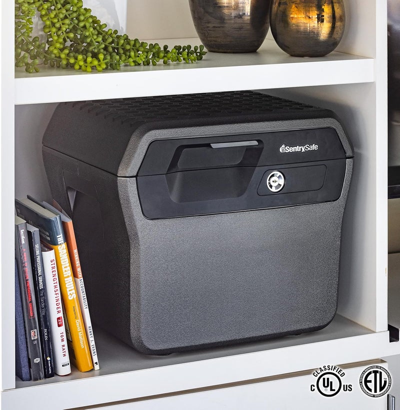 SentrySafe Fireproof and Waterproof Lock Box with Key Lock, File Safe with Carrying Handles for Documents, 0.66 Cubic Feet, 14.1 x 16.6 x 13.8 Inches, FHW40100 - Image 2