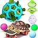 Fejapa 7 pcs Tortoise Treat Ball and Training Skateboard Toy Set Turtle Feeder Ball Funny Aquatic Turtle Enrichment Toys Aquarium Feed Toy Tortoise Feeding Balls Vegetable Grass for Small Animals - Image 3