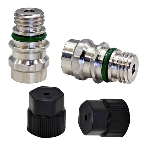 Aracey 2Pcs High Pressure Air Conditioning Service Port ValvesService Valve M12x15 Male High Side AC Charge Port Includes Caps Aftermarket Replacement For MT0105 800955 59946 GM 52458184 155438 - Image 1