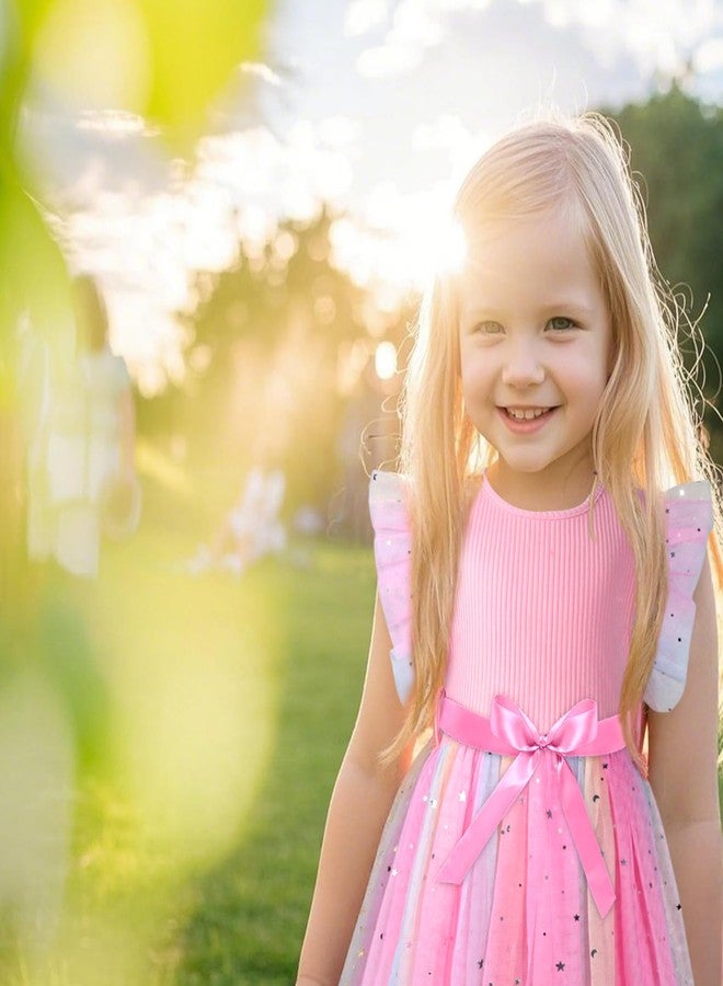 CHUANGLI Toddler Girls Tulle Dress Summer Ruffle Sleeveless Baby Girl Fashion Tutu Dresses with Headband Princess Dress 2-6Y Pink - Image 5