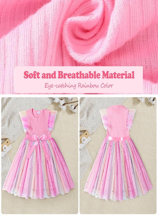 CHUANGLI Toddler Girls Tulle Dress Summer Ruffle Sleeveless Baby Girl Fashion Tutu Dresses with Headband Princess Dress 2-6Y Pink - Image 2