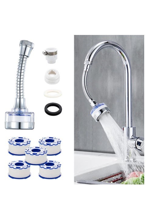 360° Rotating Faucet Water Filter Set – Sink Water Purifier with Extension Tube & Replaceable Filter Elements – Splash-Proof Tap Filtration System for Kitchen & Bathroom