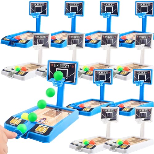Restroma 8 Pack Tabletop Basketball Game Mini Basketball Game Desktop Basketball Toys for Kids Toys Girls Party Favors Classroom Prizes 2 Colors - Image 1