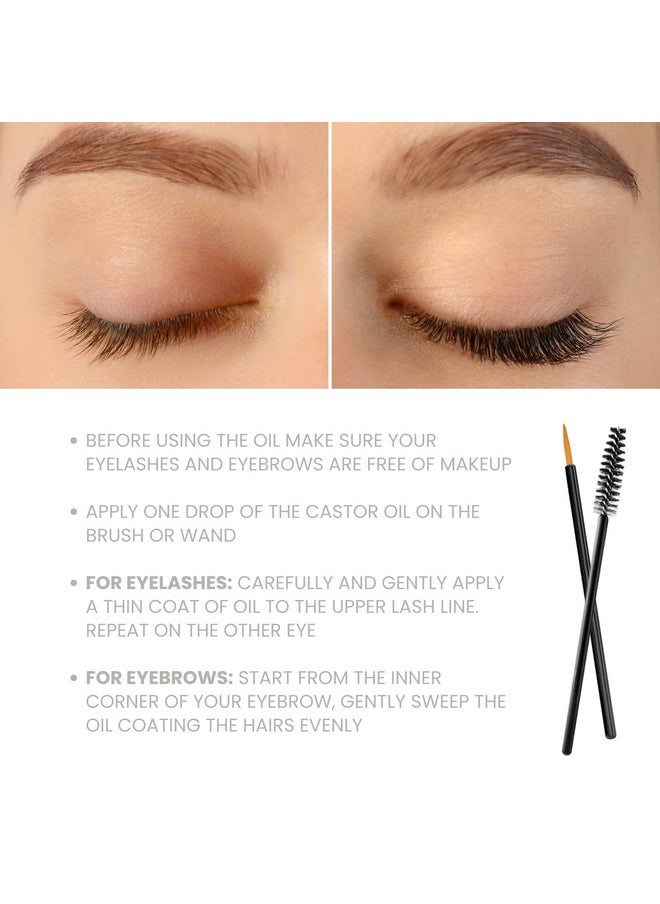 BodyJ4You - Castor Oil For Eyelashes And Eyebrows Hair Growth Oil Eyelash Brush Brow Serum Lash Oil 100% Pure Castor Oil Organic Cold Pressed Unrefined Glass Bottle Hexane Free 1 Fl Oz - Image 1