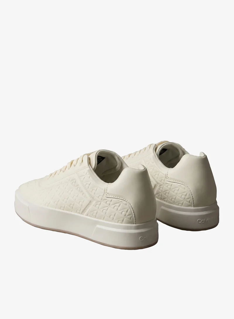 Calvin Klein Tofu/Bright White Embossed Emblem Logo Sneakers for Men | Best Price UAE