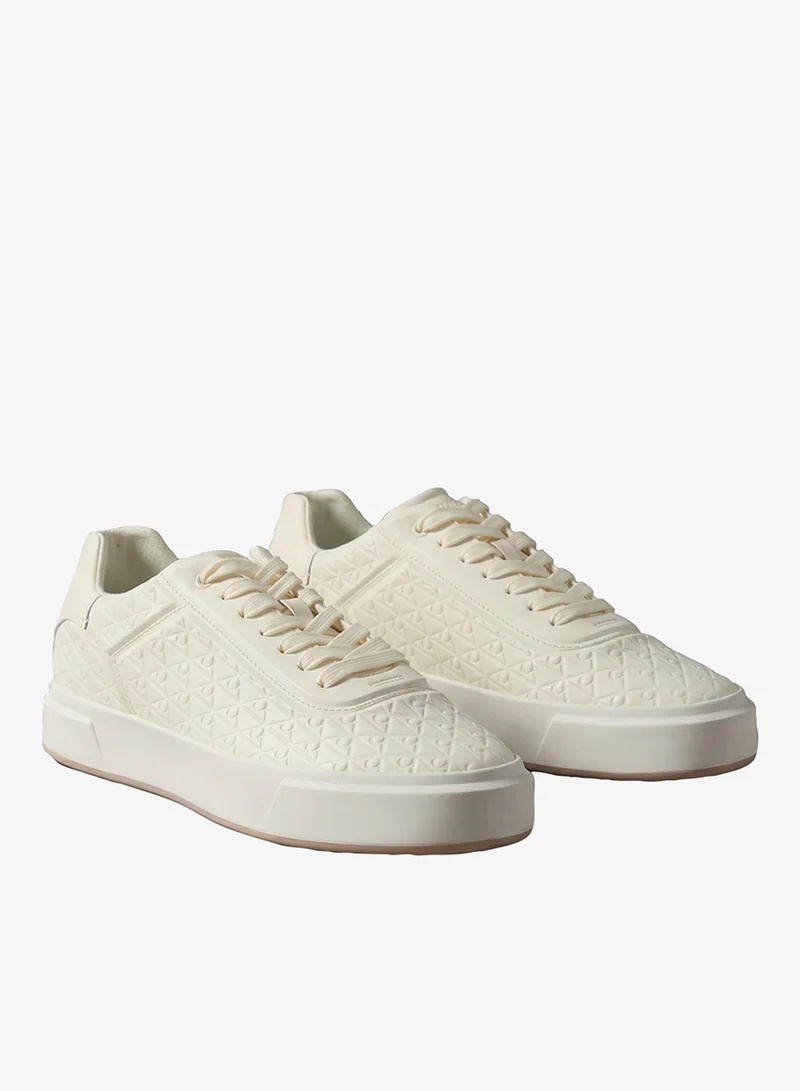 Calvin Klein Tofu/Bright White Embossed Emblem Logo Sneakers for Men | Best Price UAE