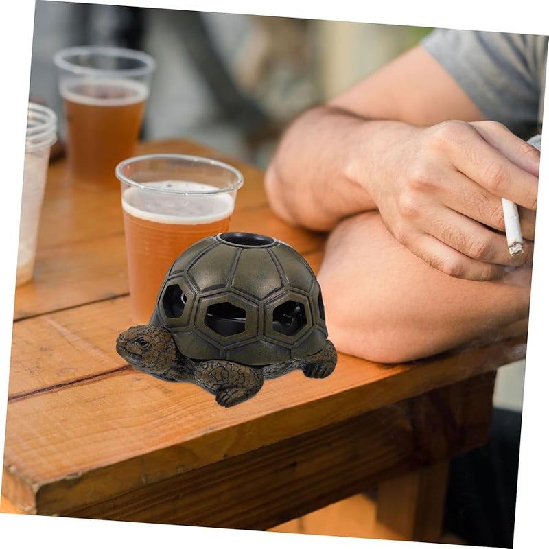 Green Resin Turtle Ashtray Creative Desktop Ornament Detailed Ash Container Decor - Image 4