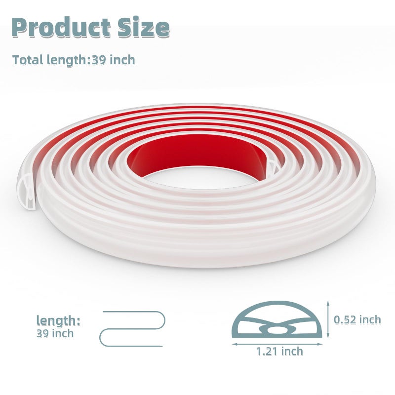 Conwang 39Inch New Shower Threshold Water Dam Barrier,Collapsible Self-Adhesive Silicone Shower Water Guard for Bathroom Bathtub and Kitchen,Shower Water Blocker Suitable for Wheelchair Acces(Transparent) - Image 2
