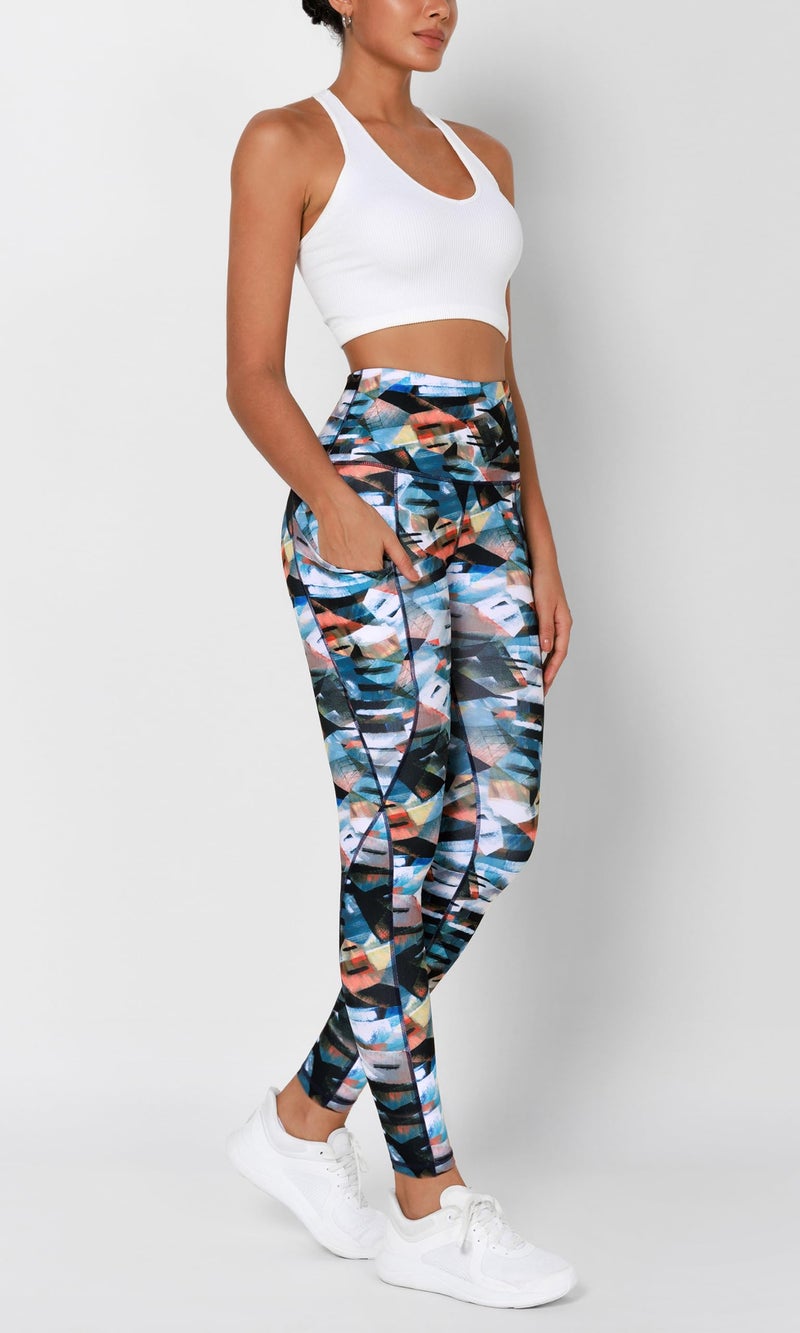 ODODOS Women's High Waisted Full Length Yoga Leggings with Pockets, 28" Inseam Tummy Control Non See Through Workout Athletic Running Yoga Pants, FineArt, Medium - Image 4