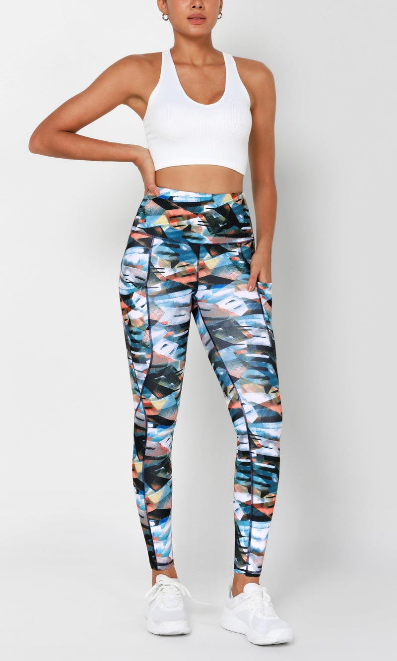 ODODOS Women's High Waisted Full Length Yoga Leggings with Pockets, 28" Inseam Tummy Control Non See Through Workout Athletic Running Yoga Pants, FineArt, Medium - Image 5