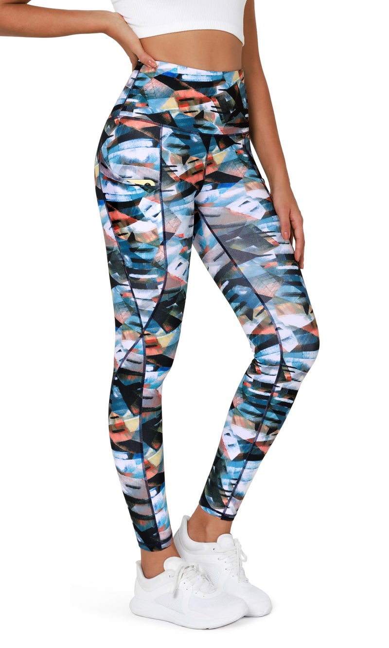 ODODOS Women's High Waisted Full Length Yoga Leggings with Pockets, 28" Inseam Tummy Control Non See Through Workout Athletic Running Yoga Pants, FineArt, Medium - Image 1