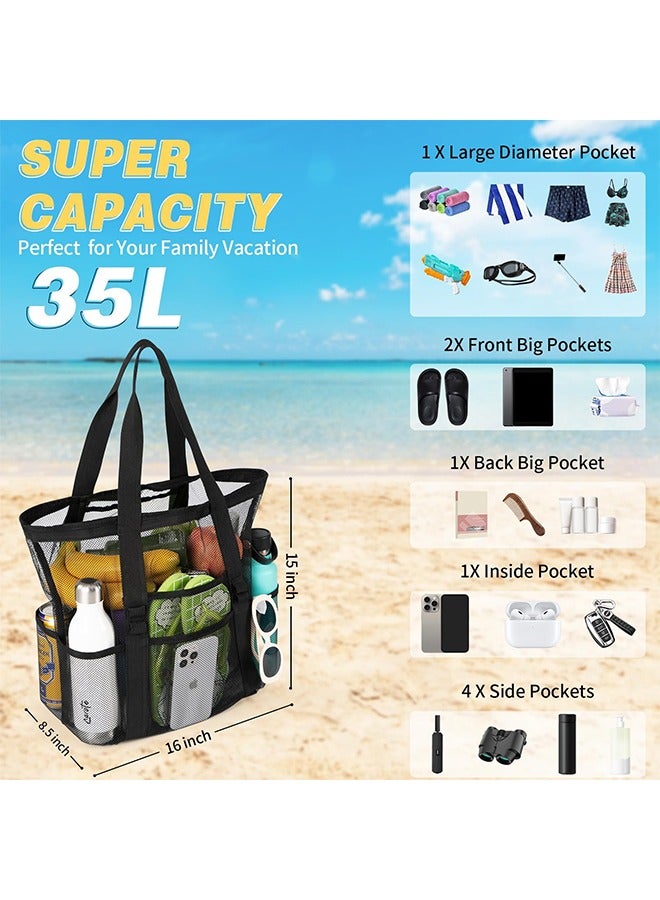 Generic Extra Large Waterproof Mesh Beach Bag, Sandproof Lightweight Tote for Travel, Gym, Family Vacations and Shopping, Durable and Foldable Design - Image 2