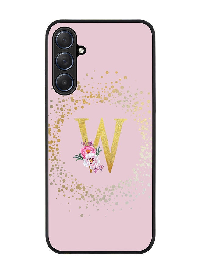 Stylizedd Rugged Black edge case for Samsung Galaxy M54 5G, Slim fit Soft Case Flexible Rubber Edges Anti Drop TPU Gel Thin Cover -  Custom Monogram Initial Letter Floral Pattern Alphabet - W  (Pink ) - Image 1