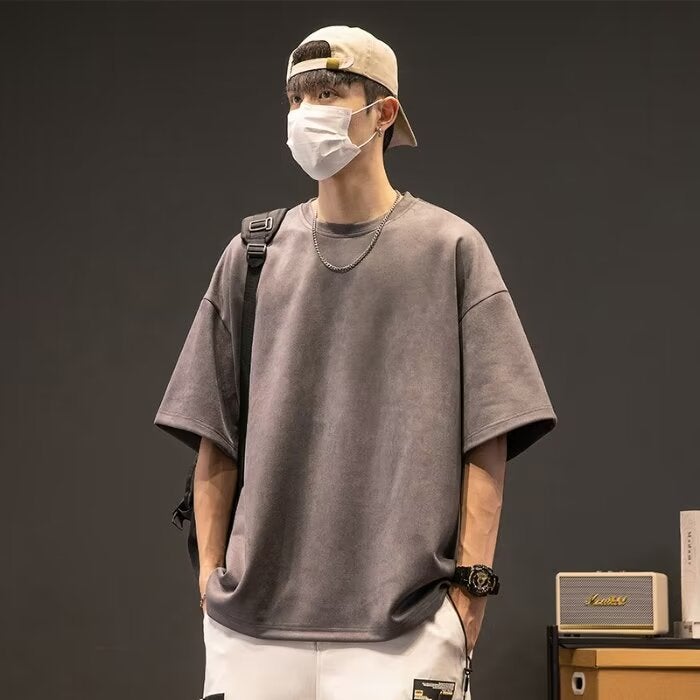 Academy Style Summer Hong Kong Style Short-sleeved Design Sense 2024 T-shirt Men's Korean Style Student Casual Half-sleeved Fashionable Japanese Style - Image 2