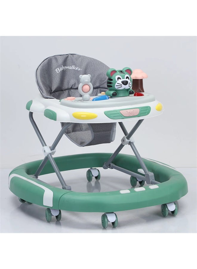 4-in-1 Advanced Baby Walker & Musical Activity Center – Safe Walking Assistant with Silent Wheels (Grey, Green, Pink, Blue) - Image 1