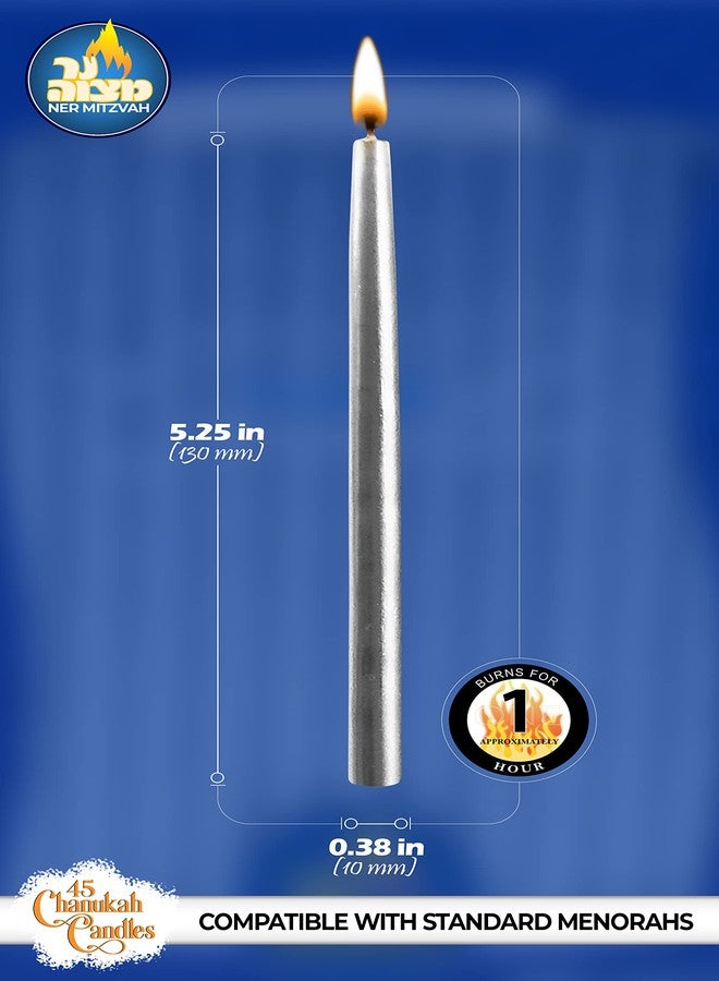 Ner Mitzvah Dripless Chanukah Candles Standard Size, Metallic Silver Hanukkah Candles Fits Most Menorahs, Premium Quality Wax for All 8 Nights of Hanukkah - Count 45 - Image 3