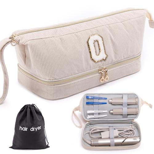 ELCUPA Initial Personalized Hair Dryer Case,Double-Layer Hair Tools Travel Carrying Case for Shark FlexStyle with Hair Dryer Bag- Hair Air Wrap Dryer Case Flat Curling Iron Travel Organizer Gift - Image 1