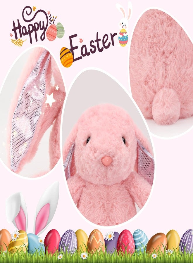 VANLINNY Easter Bunny Stuffed Animal, Pink Bunny Plush with Glitter Spot Long Ears, Huggable and Soft Rabbit Plush Toy, Easter Gifts for Kids, Xmas Birthday Gift for Boys, Girls and Toddlers - Image 2