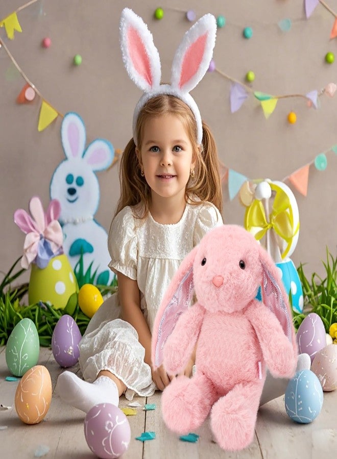 VANLINNY Easter Bunny Stuffed Animal, Pink Bunny Plush with Glitter Spot Long Ears, Huggable and Soft Rabbit Plush Toy, Easter Gifts for Kids, Xmas Birthday Gift for Boys, Girls and Toddlers - Image 3
