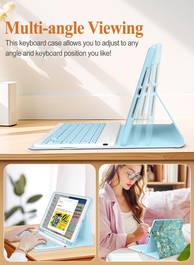 Wazzasoft for iPad 9th/8th/7th/Air 3rd Generation/Pro 10.5 Inch Case Keyboard Pencil Holder Folio Tablet Cover Women Girls Cute Girly Teens Kawaii Flower Art Unique Design for Apple 10.2 & 10.5 Inch - Image 5