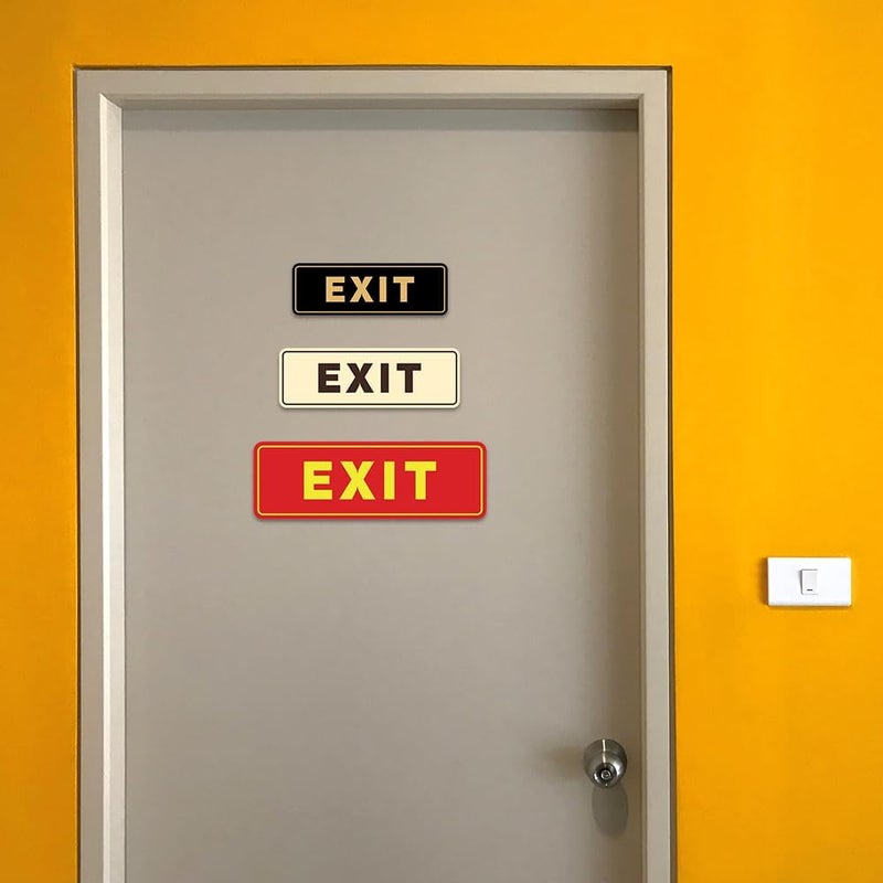 All Quality Standard Exit Wall or Door Sign | Durable Plastic and Easy Installation | Double-Sided Foam Adhesive Tape - Black - Small (2 Pack) - Image 2