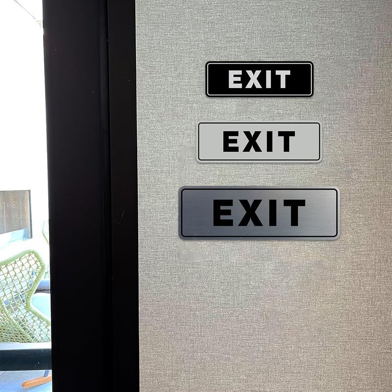 All Quality Standard Exit Wall or Door Sign | Durable Plastic and Easy Installation | Double-Sided Foam Adhesive Tape - Black - Small (2 Pack) - Image 3