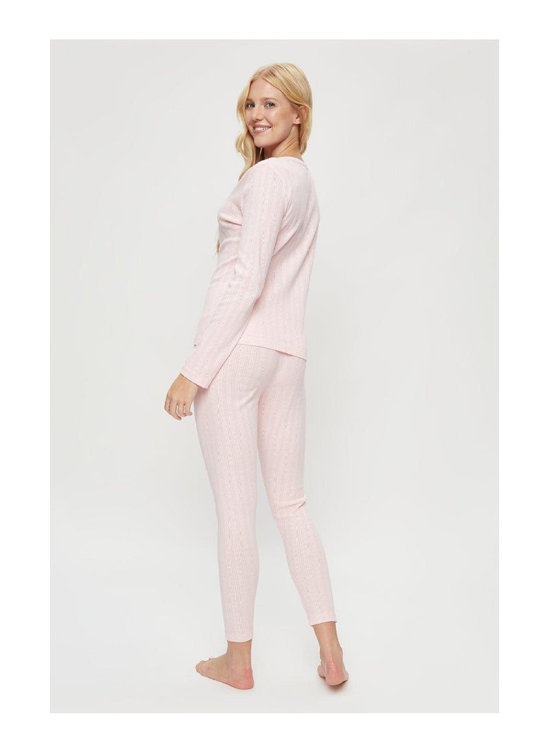 DOROTHY PERKINS - Pink Pointelle Henley Top And Leggings set - Image 1