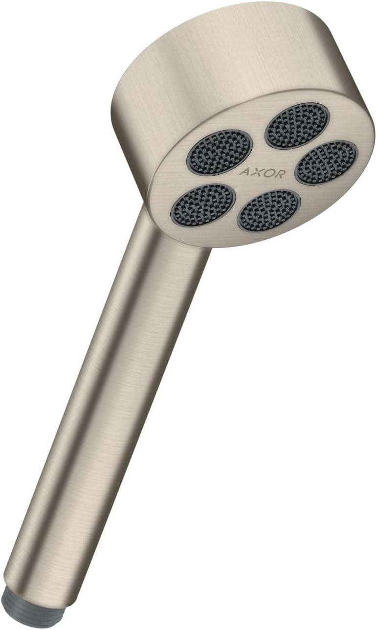AXOR AXOR ONE 3inch Modern Handheld Shower Head 1Spray PowderRain in Brushed Nickel 48652821  - Image 1