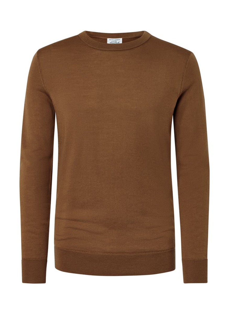 Tchibo Men Crew Neck Long Sleeve Knitted Sweater, Brown  - Image 2