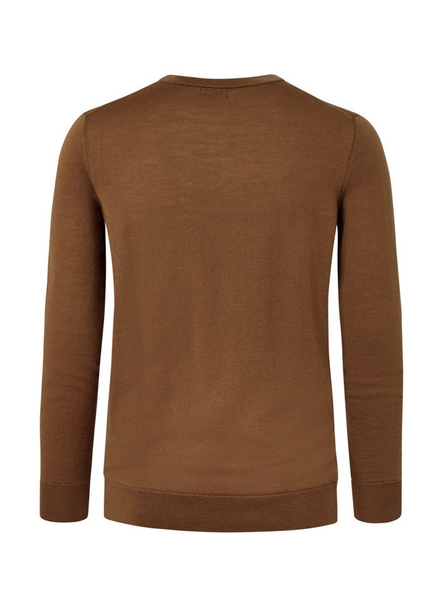 Tchibo Men Crew Neck Long Sleeve Knitted Sweater, Brown  - Image 3