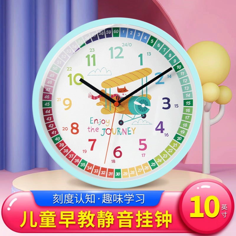 10-Inch Early Education Learning Clock Generation Wall Clock Teaching Clock Puzzle Enlightenment Children Cartoon Toy Clock Factory - Image 3