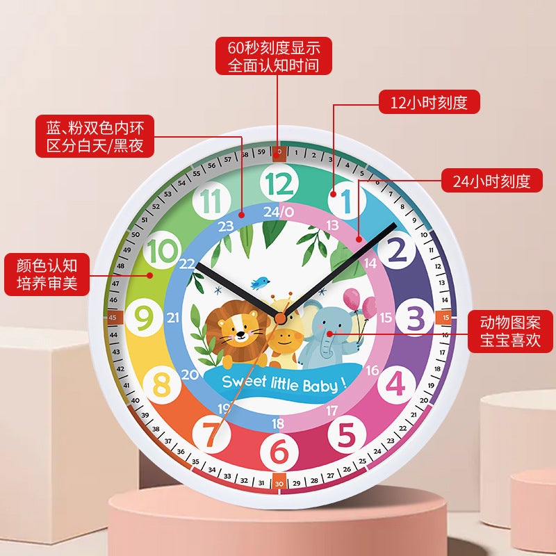 10-Inch Early Education Learning Clock Generation Wall Clock Teaching Clock Puzzle Enlightenment Children Cartoon Toy Clock Factory - Image 4