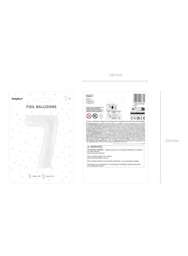 PartyDeco Foil ballon Number ''7'', 86 cm, white  - Image 2