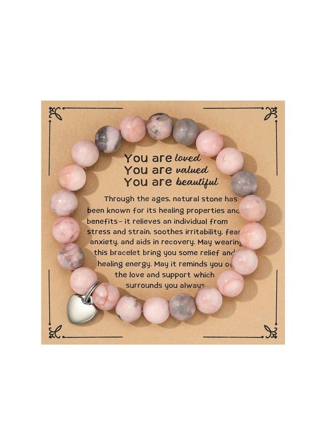 MIXJOY Positive Affirmation Reminder Natural Stone Healing Bracelet - You Are Loved Valued Beautiful Inspirational Relaxation Bracelet For Women, Anxiety Self-Worth Uplifting Pick Up Gift - Image 1