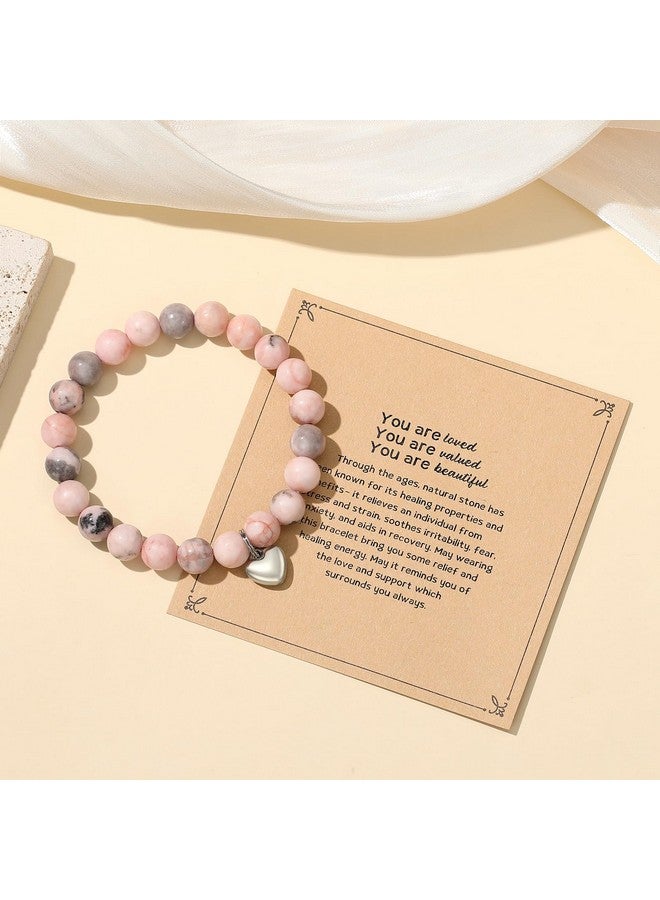MIXJOY Positive Affirmation Reminder Natural Stone Healing Bracelet - You Are Loved Valued Beautiful Inspirational Relaxation Bracelet For Women, Anxiety Self-Worth Uplifting Pick Up Gift - Image 3