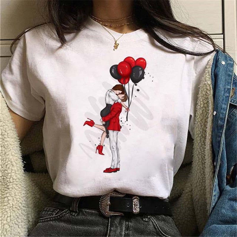 [Same day] cross-border supply of T-shirt printed T-shirt women's short-sleeved women's clothing - Image 1