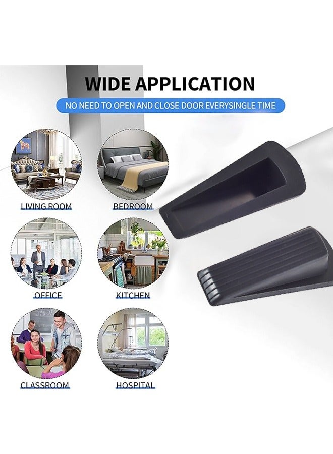 2 Pcs Heavy Duty Wedge Rubber Door Stop Works on All Floor Surfaces Height up to Non-Scratching Doorstops Special for Home Office School Heavy Door Door Stopper Black  - Image 2