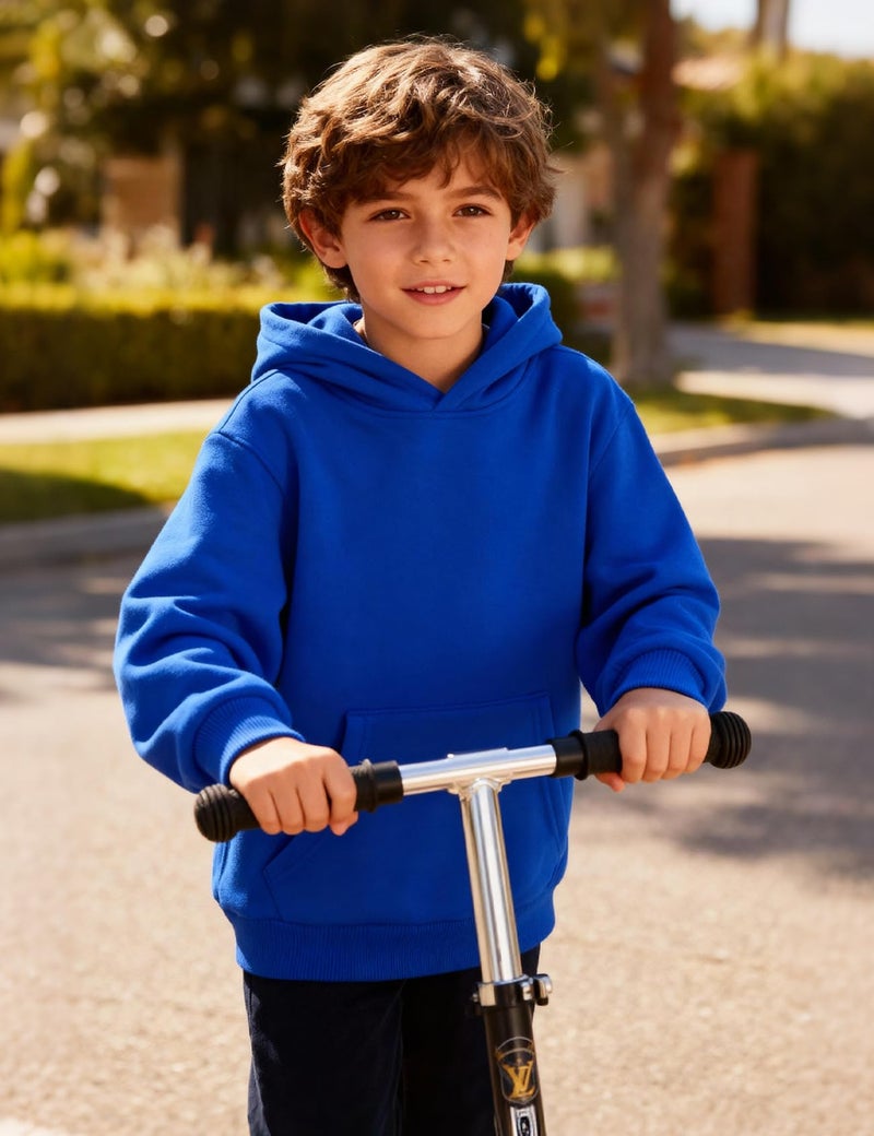 Flygo Unisex Boys Girls Sherpa Hoodie Fleece Lined Hooded Sweatshirt Pullover Sweater Kids Fall Winter Hoodies 5-11Years(Blue-L) - Image 5