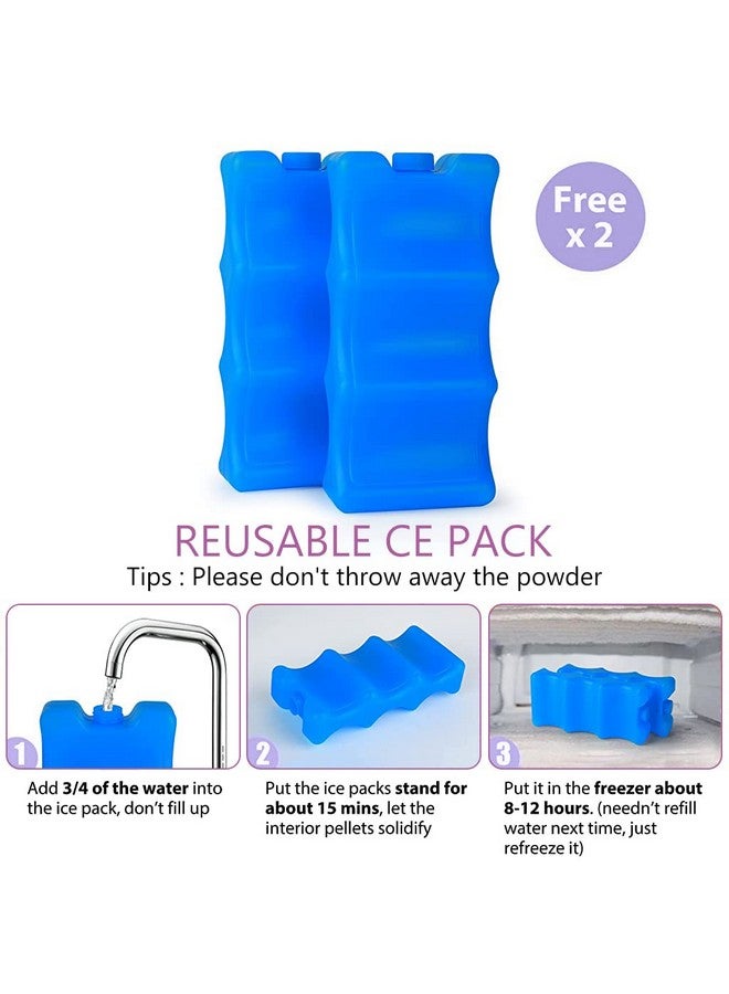 Zibuyu ® Breastmilk Storage Bag With Ice Pack, Double Layer Breastmilk Warmer Insulated Bag With Strap, Fits 6 Ounces Bottles, Waterproof Breast Mommy Diaper Backpack Bento Box Backpack, Purple  - Image 4