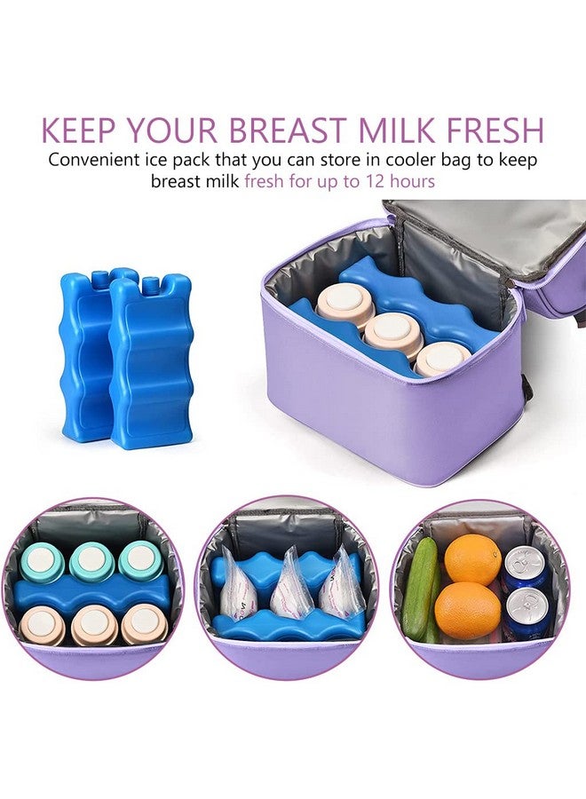 Zibuyu ® Breastmilk Storage Bag With Ice Pack, Double Layer Breastmilk Warmer Insulated Bag With Strap, Fits 6 Ounces Bottles, Waterproof Breast Mommy Diaper Backpack Bento Box Backpack, Purple  - Image 3