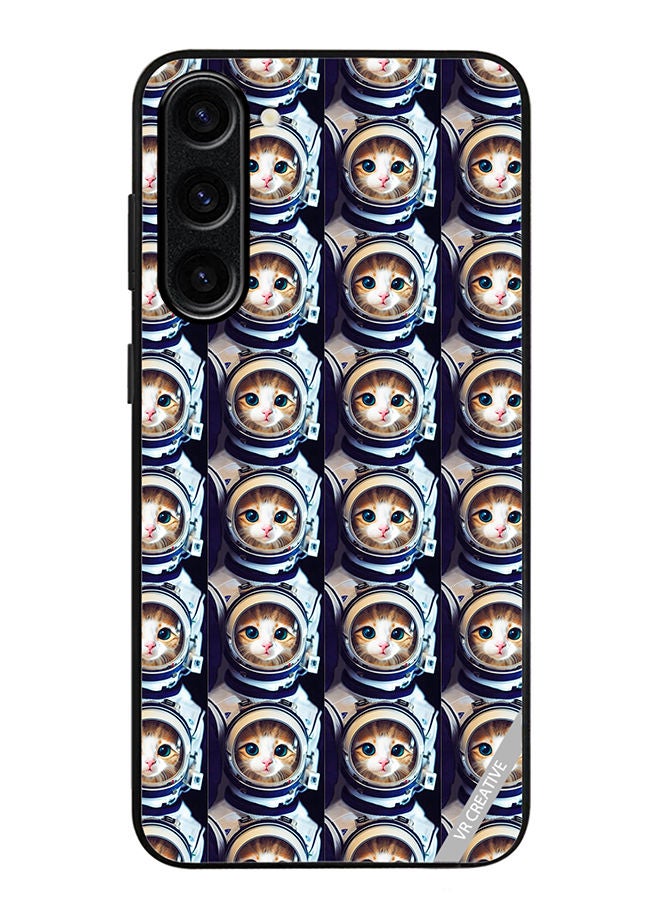 VR CREATIVE Protective Case Cover For Samsung Galaxy S23 Plus Cat Face Inside Astronauts Helmet Pattern Design Multicolour - Image 1