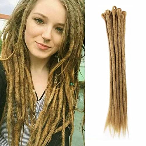 Dsoar Dreadlock Extensions Brown Synthetic Dreads 20 Inch 12 Strands Handmade Dreadlocks Extensions Hippie Crochet Loc Extensions Light Brown Color