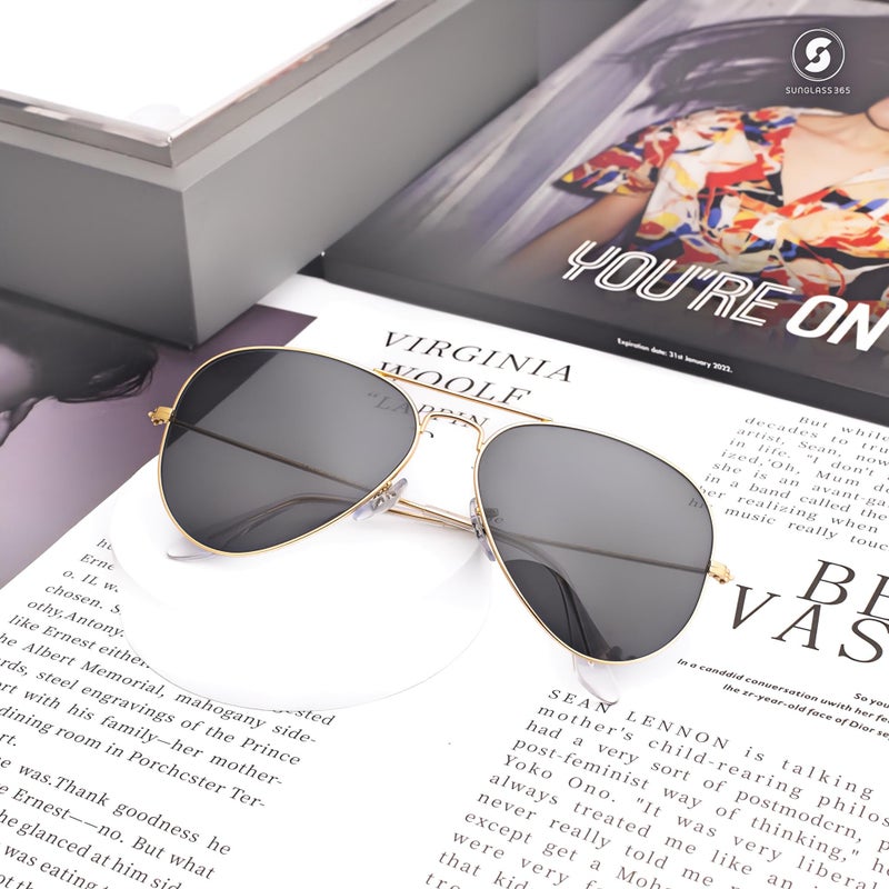 Police RB Men's Cycling Sunglasses Fashion Pilot Sunglasses Gold Framed with Black UV Lenses - Image 3