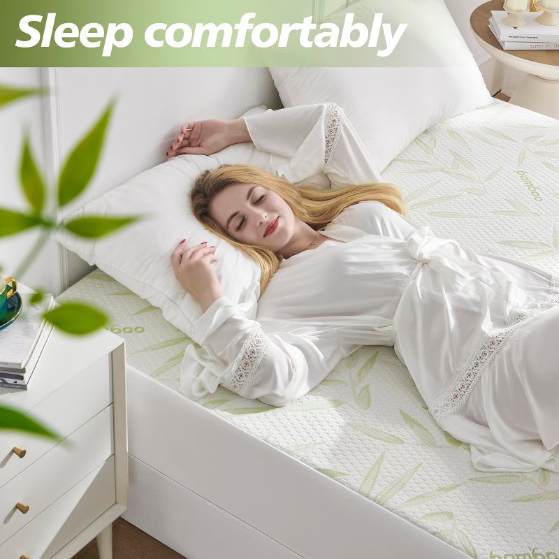 Softhour California King Waterproof Mattress Pad Cover  Soft Breathable Cooling Mattress Pad Cover  Viscose Waterproof Mattress Protector Stretches up to 21  Deep Pocket Tightly Fitted Mattress Protection  - Image 2