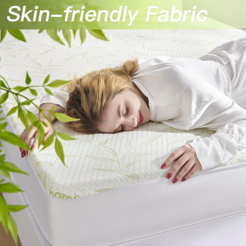 Softhour California King Waterproof Mattress Pad Cover  Soft Breathable Cooling Mattress Pad Cover  Viscose Waterproof Mattress Protector Stretches up to 21  Deep Pocket Tightly Fitted Mattress Protection  - Image 3